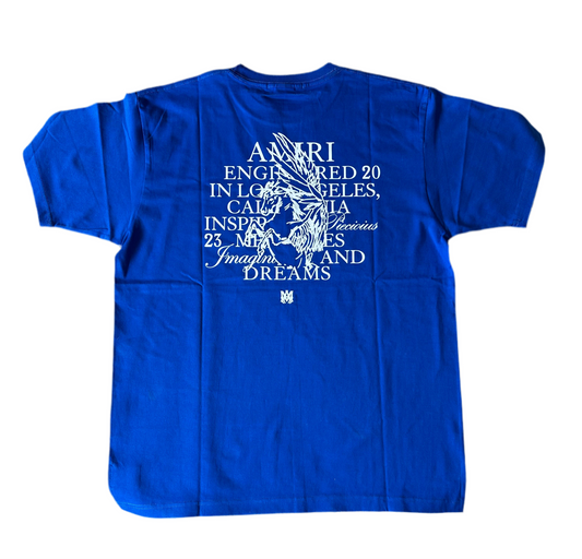 AMIRI♦洗練ストリートの美学 ロゴプリント ブルーTシャツ AMIRI – The Style Lab