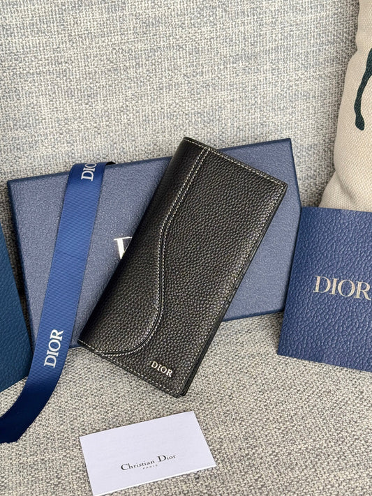 CD Saddle Long Vetical Wallet Leather